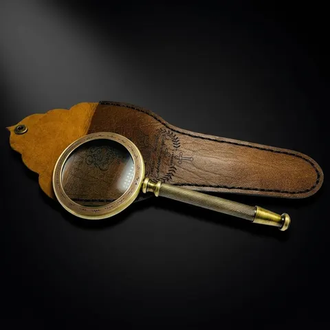 All-Brass Handheld Magnifier 3.2" with Bible Verse Engraving and Leather Case view 1