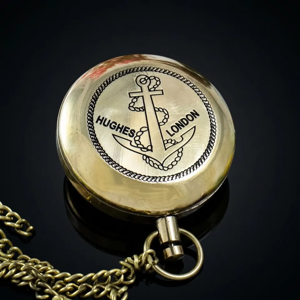Push Button Compass, Wooden Box