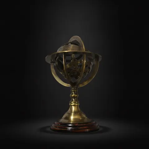 Brass Zodiac Armillary Sphere Pirate Decor view 1
