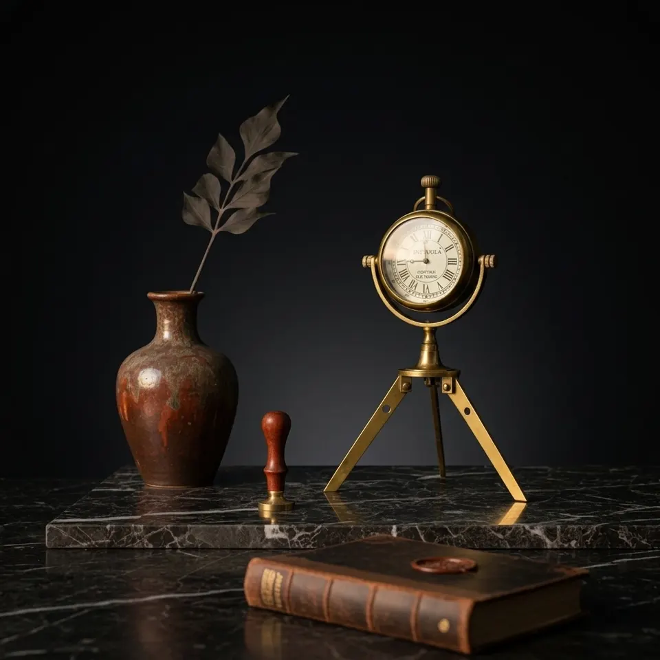 Brass Tripod Desk Clock, Foldable Stand