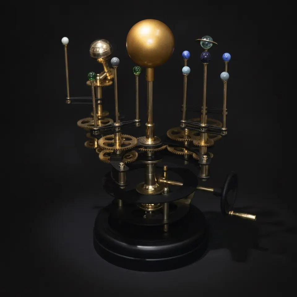 Brass Orrery with Semi-Precious Stone Planets, Museum