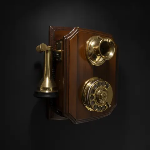 Wooden Wall Cradle Telephone — Vintage 1930s Style view 1