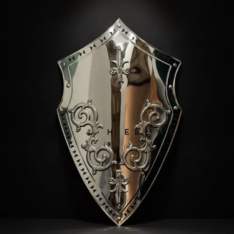 Medieval Knight Stainless Steel Shield with Templar Wall Décor view 1
