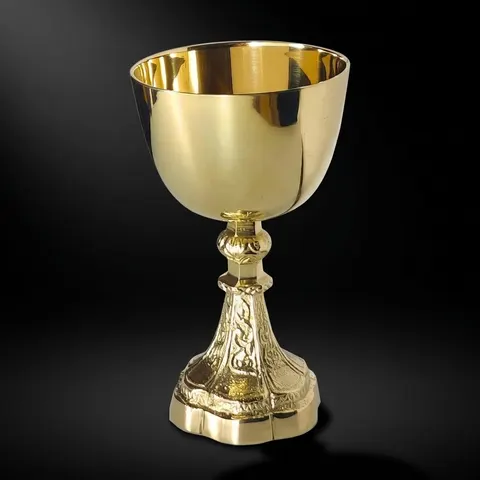 Handmade Brass Goblet with Smooth Warm Gold Finish view 1