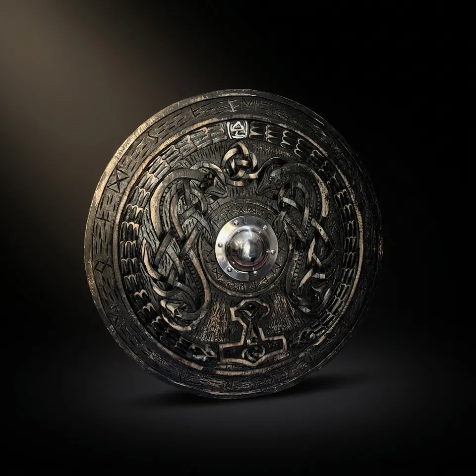 Medieval Viking Wooden Round Shield with Battle Ready