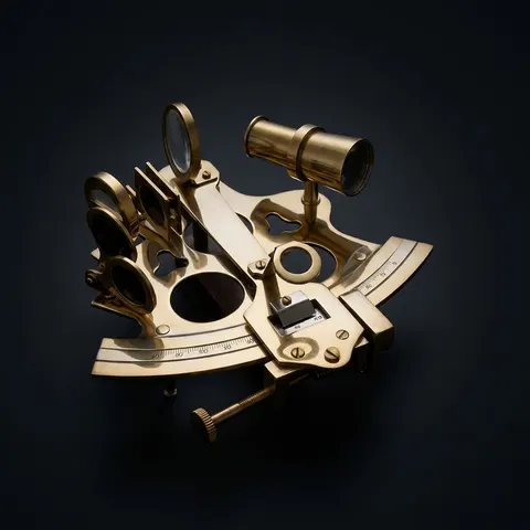 Polished Brass Sextant with Rosewood Box view 1