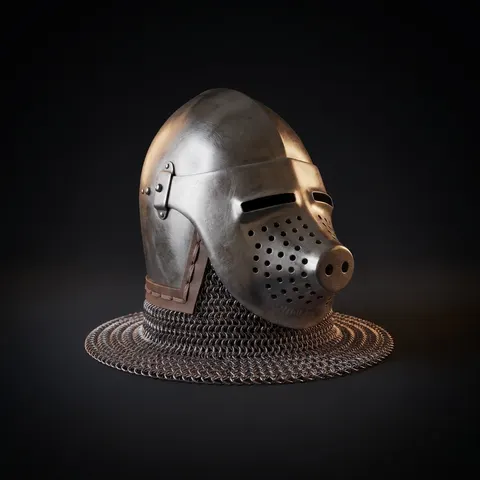 Hounskull Bascinet Knight Helmet — Heavy Gauge Chainmail view 1