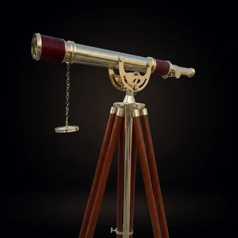 Brass Floor Standing Telescope 50" with Wooden Tripod view 1