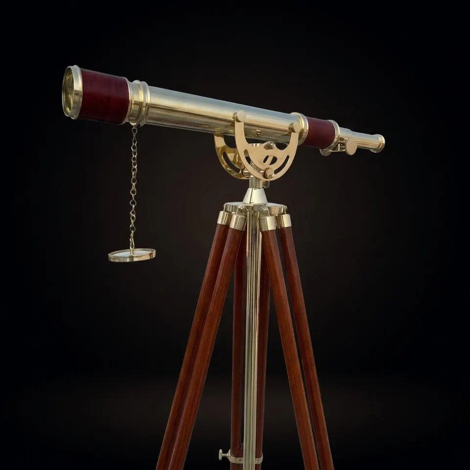 Brass Floor Standing Telescope 50" with Wooden Tripod