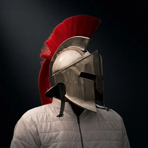 Spartan Red Plume Greek Warrior Helmet — Leonidas view 1