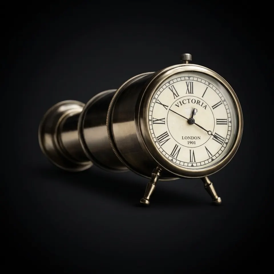 Telescope Style Brass Desk Clock