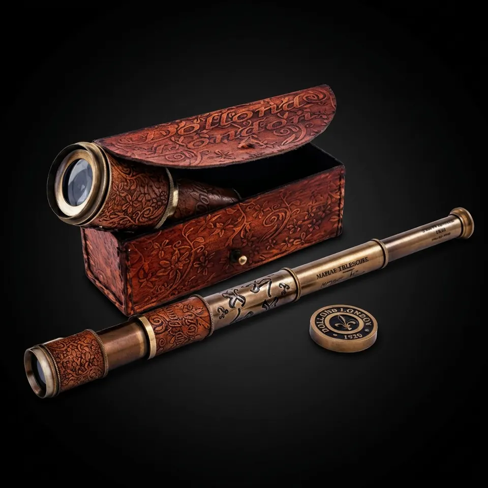Brass Spyglass Telescope 17.5" with Leather Case