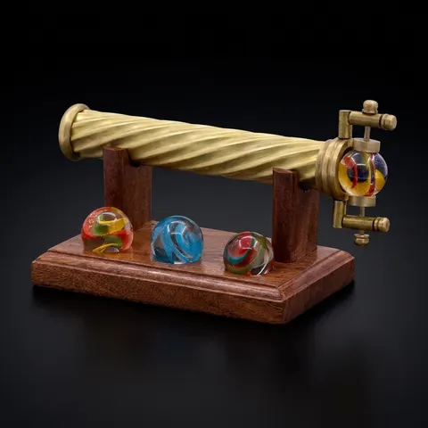 Spiral Brass Marblescope with Interchangeable Glass Marbles view 1
