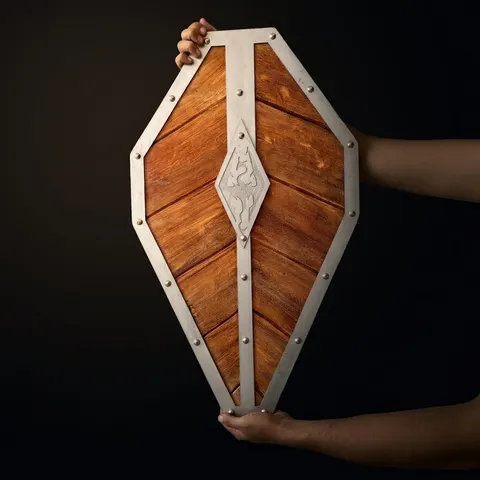 Handcrafted Wooden Warrior Shield with Viking Cosplay Rustic Décor view 1