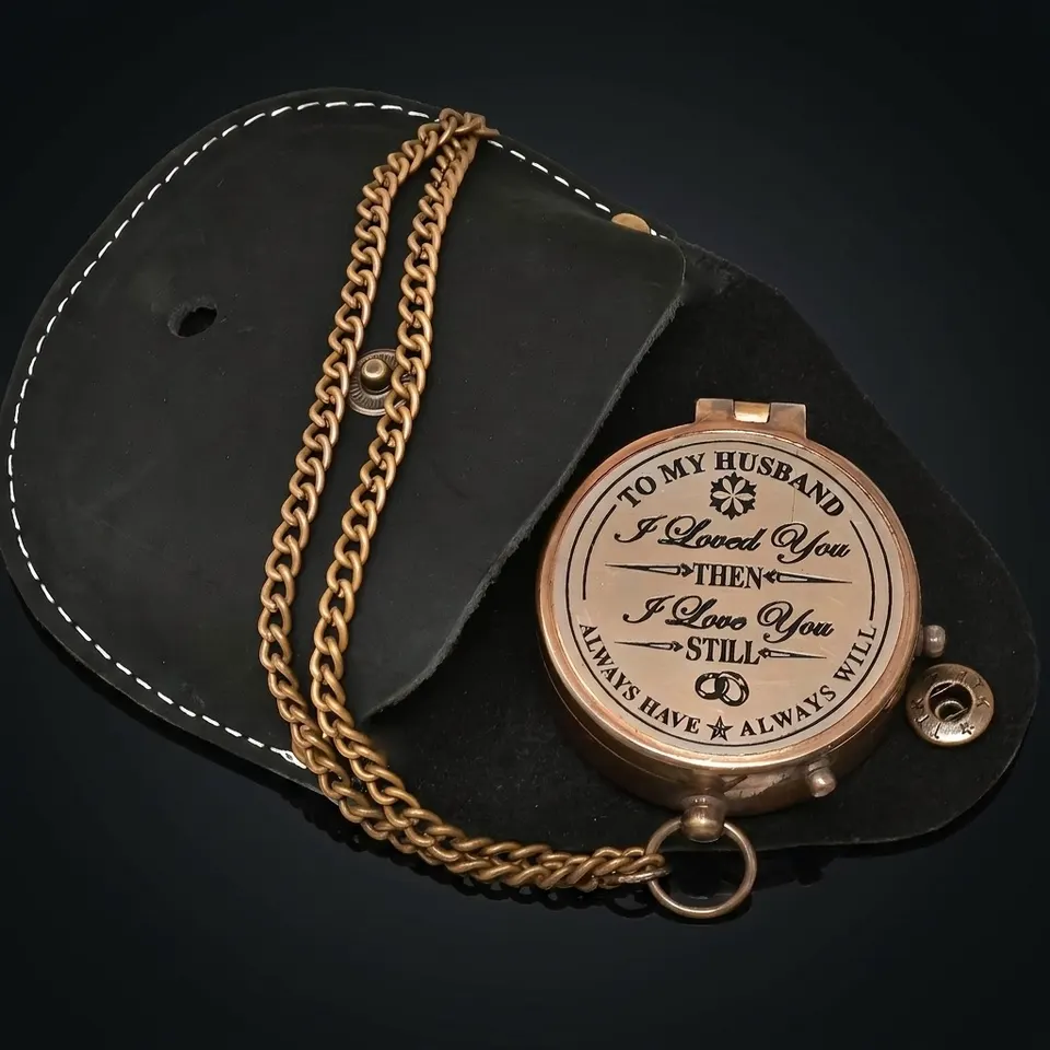 To My Husband Compass, Leather Case