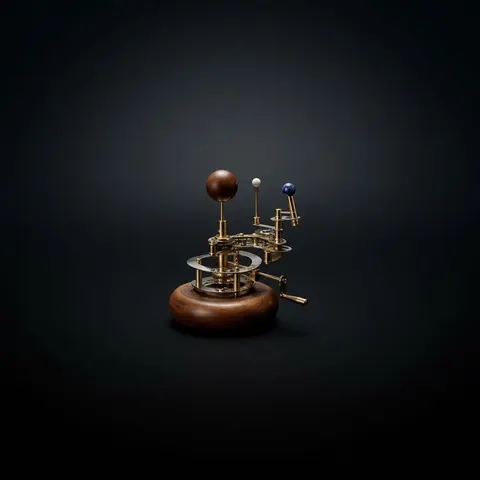 Royal-Finish Brass Solar System Orrery, Shelf view 1