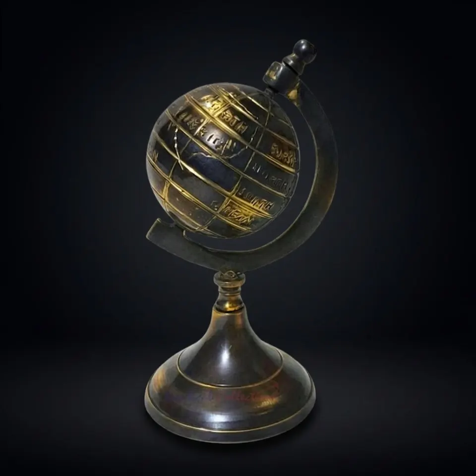 Small Brass Desk Globe with Dark Antique Finish