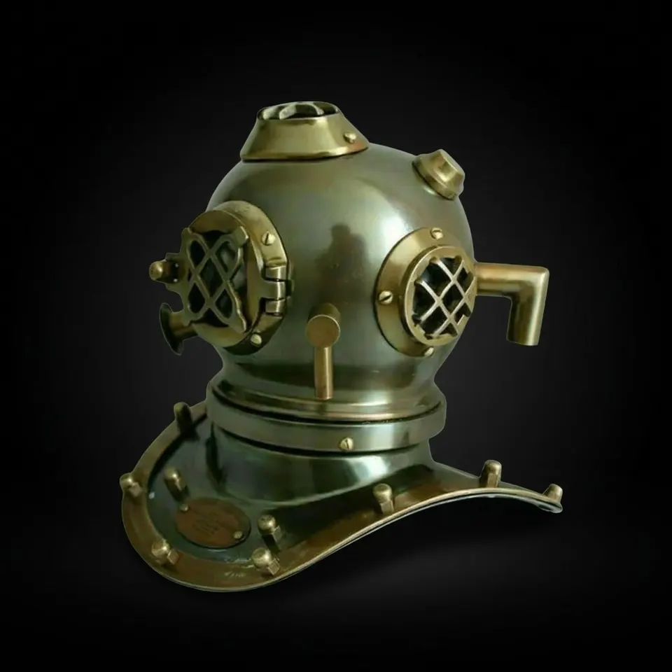 Miniature Diving Helmet with Dark Green Antique Finish