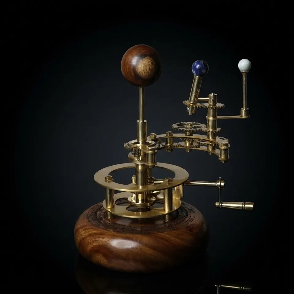 Steampunk-Style Brass Orrery, Shelf Model