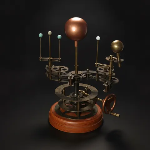 Functional Brass Solar System Orrery, Museum view 1
