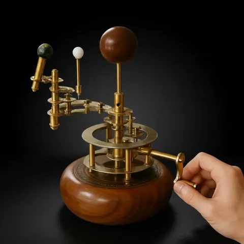 Brass Solar System Orrery, Shelf Display view 1