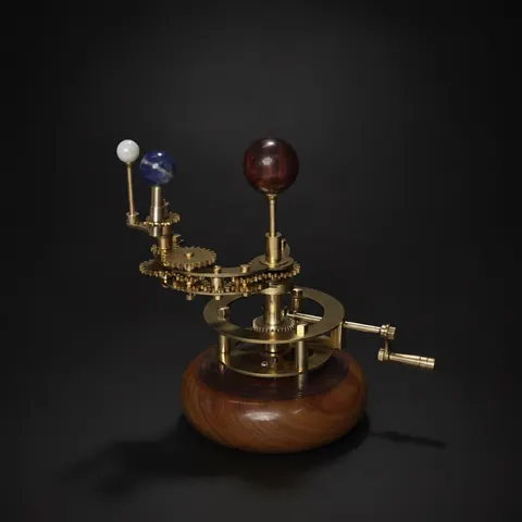 Brass Orrery with Gemstone Planets, Desk Model view 1