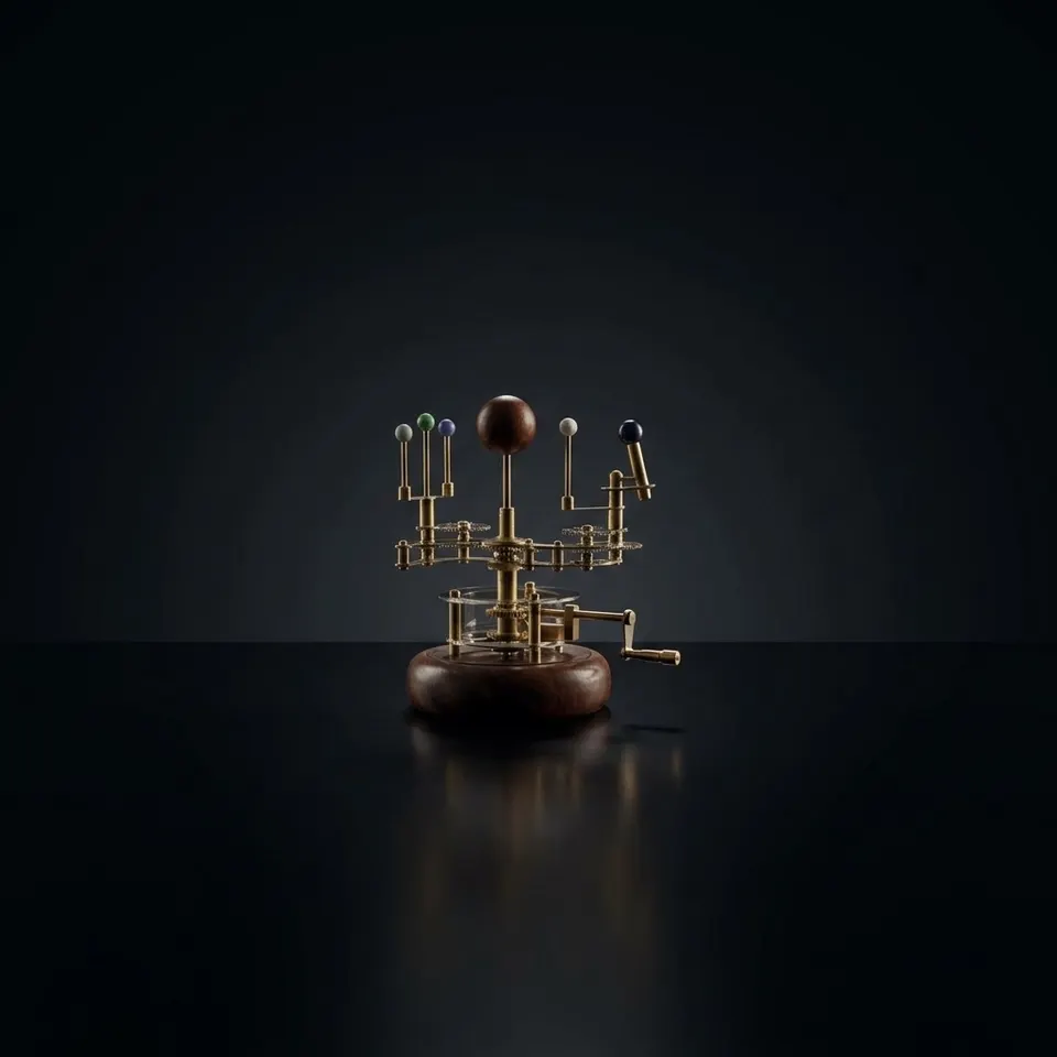 Brass Solar System Orrery, Shelf Display