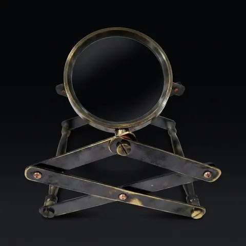 Antique Brass Channer Magnifier 3.5" on Foldable Zigzag Stand view 1