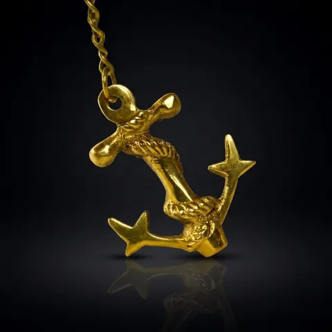 Handcrafted Brass Anchor Keychain view 1