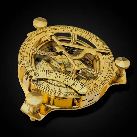 Polished Brass Sundial Compass, No Case view 1