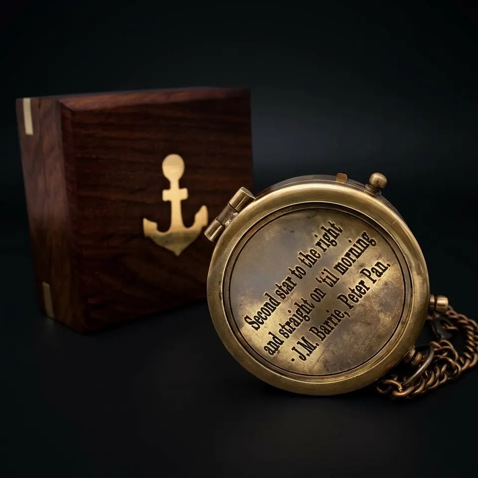 Second Star to the Right Compass, Wooden Box