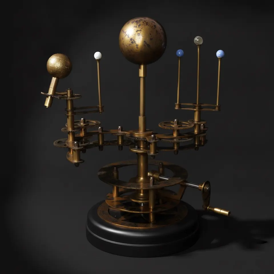 Brass Orrery with Semi-Precious Stone Planets, Museum