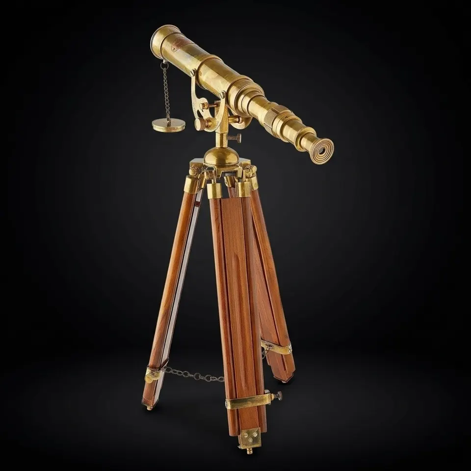 Brass Floor Standing Telescope 24" with Rosewood Tripod Stand