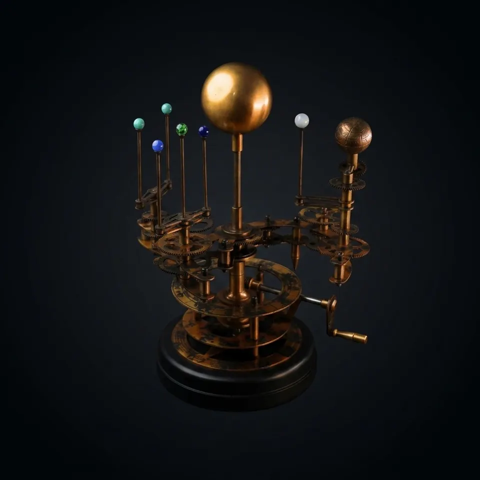 Brass Orrery with Semi-Precious Stone Planets, Museum