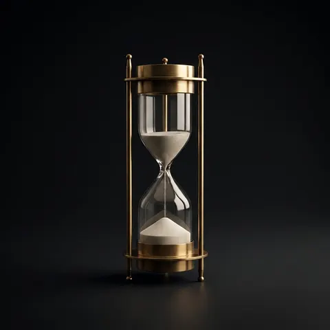 Antique Brass Hourglass, 5-Minute, White Sand view 1