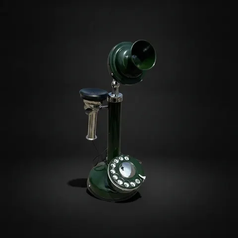 Green Antique Finish Brass Candlestick Rotary Phone view 1