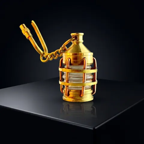 Nautical Brass Ship Lantern Keychain view 1