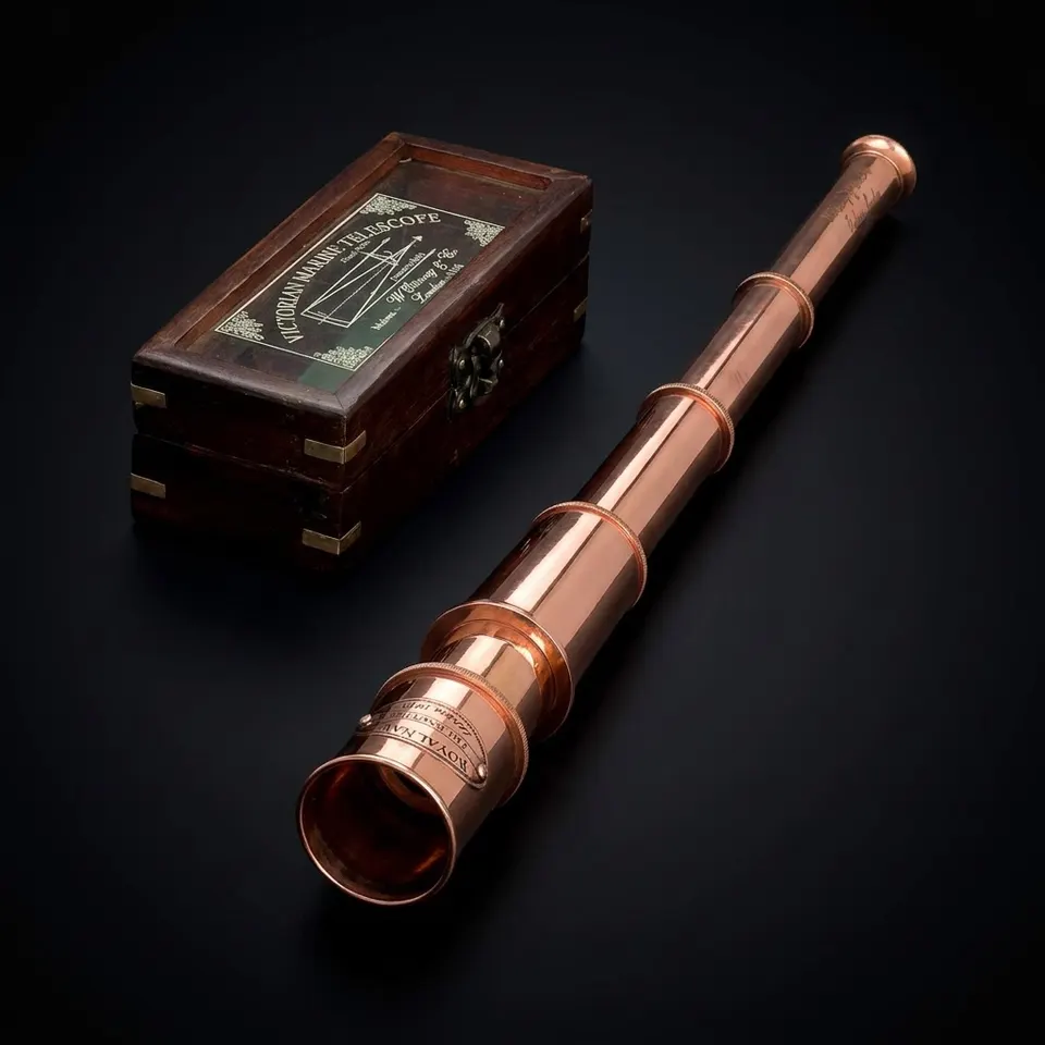 Copper Spyglass Telescope 17" with Wooden Box