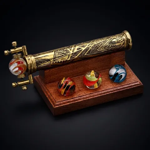 Etched Brass Marblescope with Interchangeable Marbles view 1