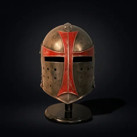 Medieval Templar Helmet — Padded Steel Crusader view 1