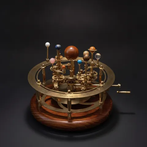 Vintage-Style Brass Solar System Orrery, Museum view 1