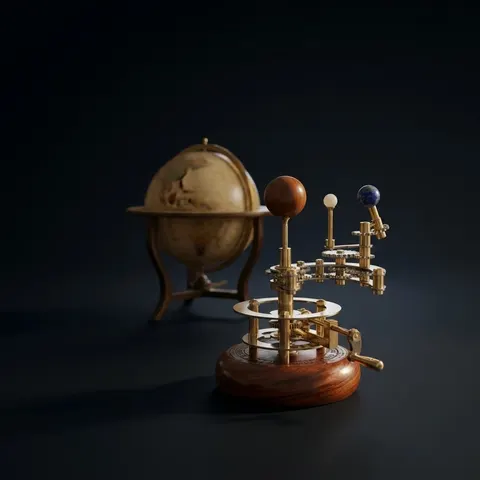Brass Orrery with Glass Marble Planets, Compact view 1