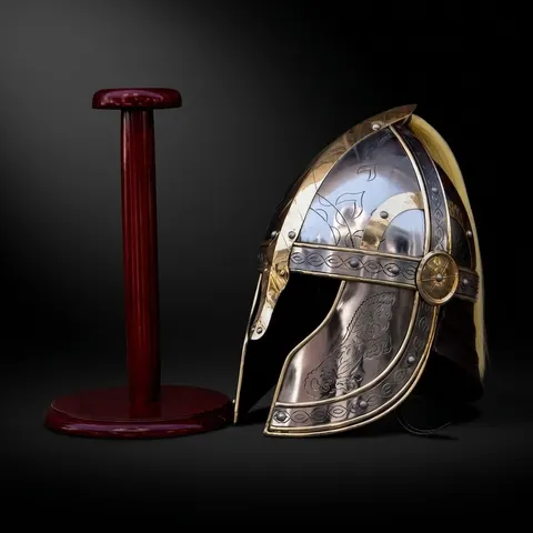 Anglo Saxon Helmet Replica — Steel with Brass Trim view 1