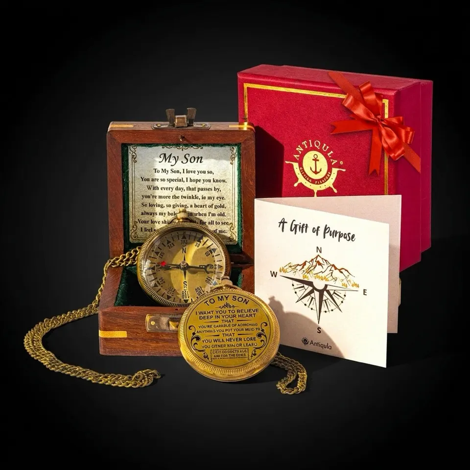 To My Son Compass, Wooden Box & Gift Box view 1