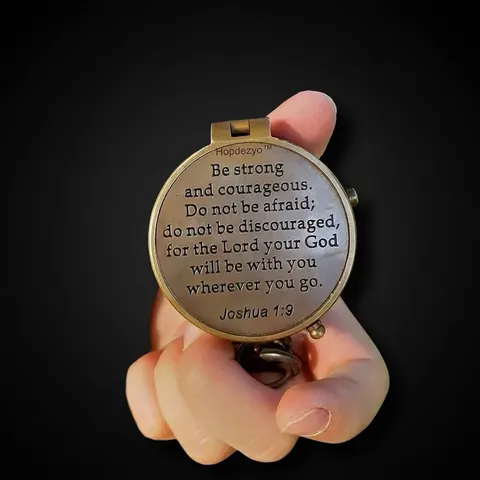 Joshua 1:9 Compass, Antique Finish view 1
