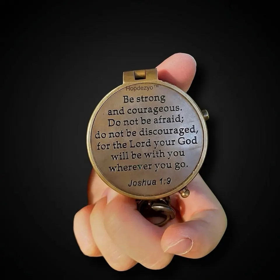Joshua 1:9 Compass, Antique Finish