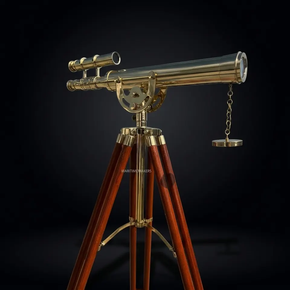 Double Barrel Brass Floor Standing Telescope 50" with No Case