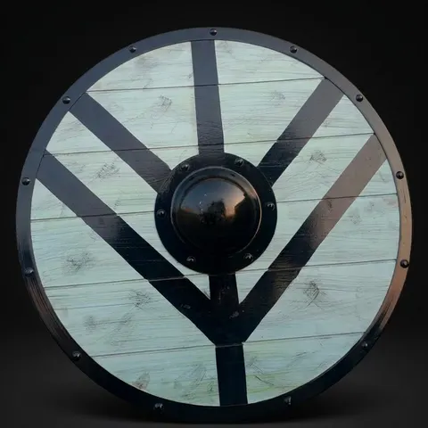 Medieval Viking Wooden Shield with Battle-Ready Wall Décor view 1