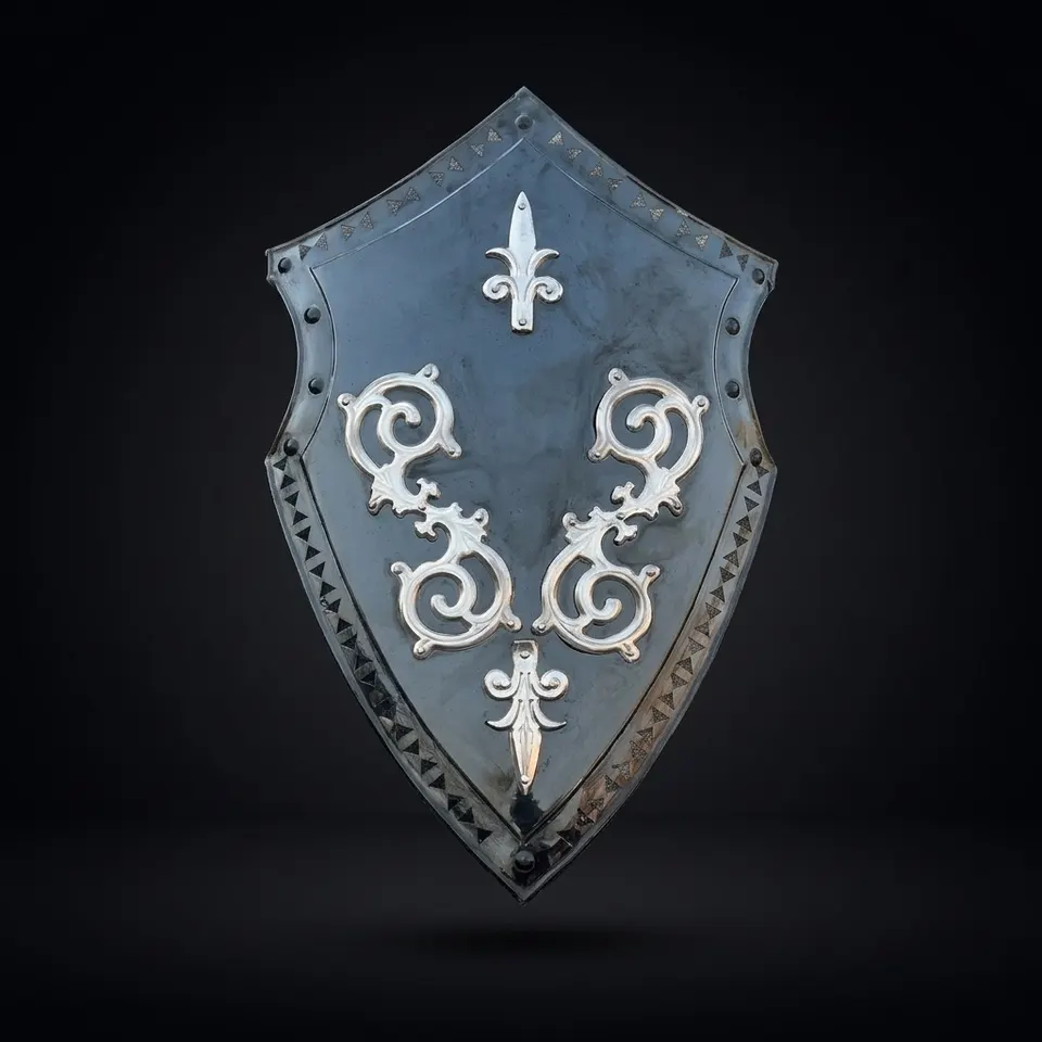 Templar Knight Stainless Steel Shield with LARP Cosplay Décor