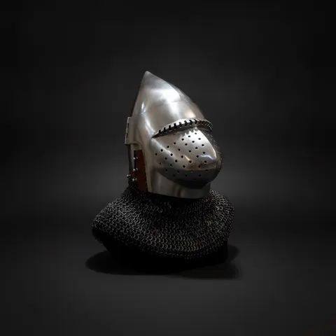 Bascinet Helmet with Chainmail — Crusader Knight view 1